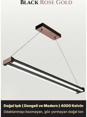Enzo Light Vega Rose Gold Lineer LED Sarkıt Avize – Kumandalı Dim Edilebilir – Aşağı Işık