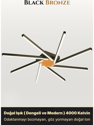 Enzo Light Zenit 8 Bronz Doğal Işık 4000K LED Tavan Avize – Kumandalı Dim Edilebilir – Aşağı Işık