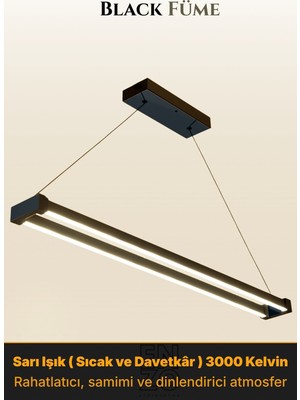 Enzo Light Vega Füme Doğal Işık 4000K Lineer LED Sarkıt Avize – Kumandalı Dim Edilebilir – Aşağı Işık