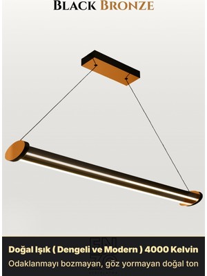 Enzo Light Mira Bronz  Lineer LED Sarkıt Avize – Kumandalı Dim Edilebilir – Aşağı Işık