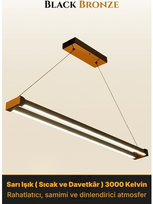 Enzo Light Vega Bronz 4000K Lineer LED Sarkıt Avize – Kumandalı Dim Edilebilir – Aşağı Işık