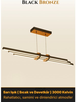 Enzo Light Cosmo Bronz 6500K Lineer LED Sarkıt Avize – Kumandalı Dim Edilebilir – Aşağı Işık