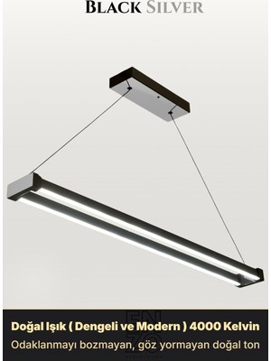 Enzo Light Vega Silver 4000K Lineer LED Sarkıt Avize – Kumandalı Dim Edilebilir – Aşağı Işık