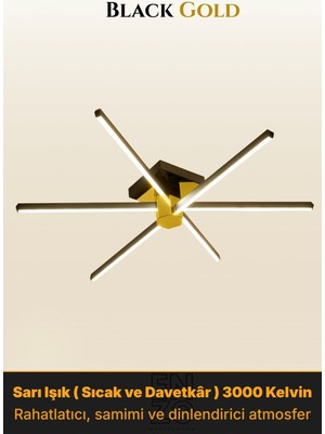 Enzo Light Nova 6 Gold 6500K LED Tavan Avize – Kumandalı Dim Edilebilir – Aşağı Işık