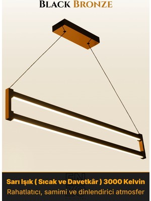 Enzo Light Orion Bronz 4000K Lineer LED Sarkıt Avize – Kumandalı Dim Edilebilir – Aşağı Işık