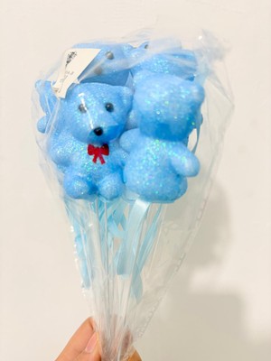 Eng Parti Dünyası 10’lu Mavi Simli Strafor Köpük Ayıcık Çubuklu Süs – 24 cm