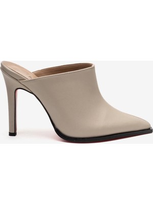 Ayakkabı Ateşi Bej Cilt Stiletto Topuklu Ayakkabı Sivri Burun Klasik Abiye Kadın Ayakkabısı Armony