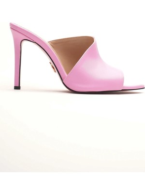 Ayakkabı Ateşi Kadın Tasarım Ince Topuklu Terlik Carolina Pembe Cilt