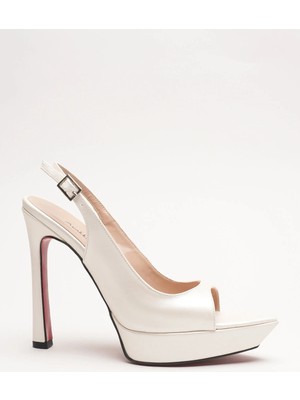 Ayakkabı Ateşi Kadın Sivri Burun Açık Ince Topuklu Platform Ayakkabı Caselin Sedef Cilt