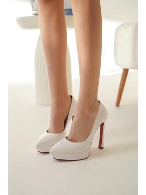 Ayakkabı Ateşi Kadın Özel Tasarım Platform Ayakkabı Siena Beyaz Cilt