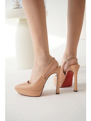 Ayakkabı Ateşi Nude Cilt Kadın Platform Topuklu Ayakkabı Tinevi
