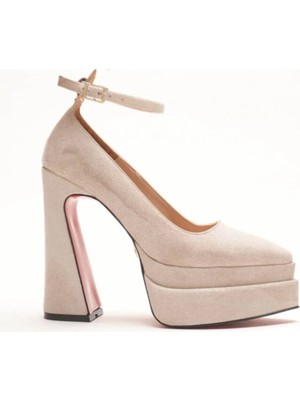Ayakkabı Ateşi Kadın Bej Süet Çift Platform Özel Tasarım Kadın Ayakkabı Rigels