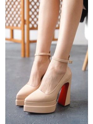 Ayakkabı Ateşi Nude Rugan Çift Platform Özel Tasarım Kadın Ayakkabı Rigels