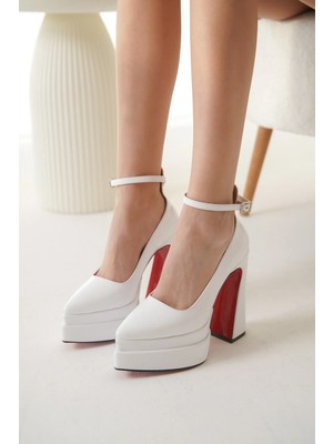 Ayakkabı Ateşi Beyaz Rugan Çift Platform Özel Tasarım Kadın Ayakkabı Rigels
