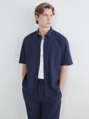 LC Waikiki Loose Fit Keten Görünümlü Erkek Gömlek  (S6)