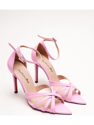 Ayakkabı Ateşi Kadın Özel Tasarım Ince Topuklu Ayakkabı Accosie Pembe Cilt