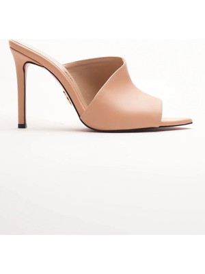 Ayakkabı Ateşi Kadın Tasarım Ince Topuklu Terlik Carolina Nude Cilt