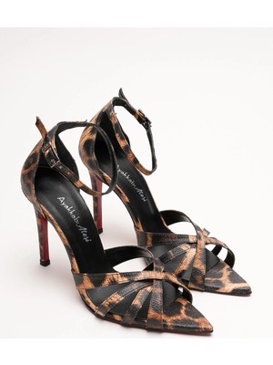 Ayakkabı Ateşi Kadın Özel Tasarım Ince Topuklu Ayakkabı Accosie Leopar