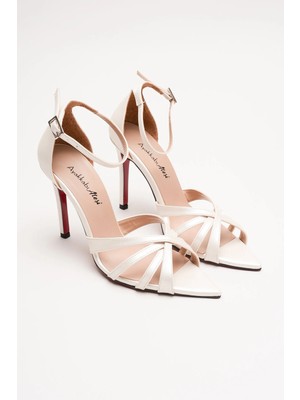 Ayakkabı Ateşi Kadın Özel Tasarım Ince Topuklu Ayakkabı Accosie Sedef Cilt