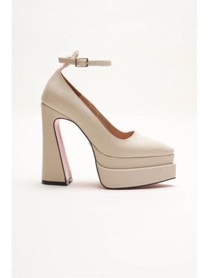 Ayakkabı Ateşi Kadın Bej Cilt Çift Platform Özel Tasarım Kadın Ayakkabı Rigels