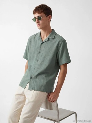 LC Waikiki Regular Fit Resort Yaka Müslin Erkek Gömlek  (S6)