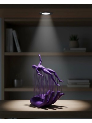 Cansa 3D El Üzerinde Insan Figürü Mor Soyut Tasarım Dekor Biblo