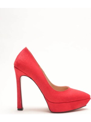 Ayakkabı Ateşi Kadın Özel Tasarım Platform Ayakkabı Siena Kırmızı Dana Süet