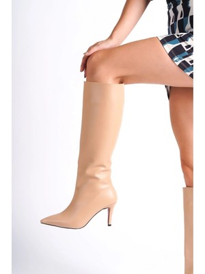 Ayakkabı Ateşi Nude Cilt Tasarım Kadın Çizme Yüksek Topuklu Ayakkabı Zelda