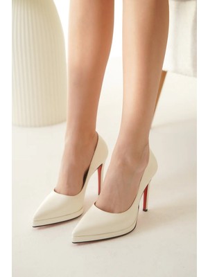 Ayakkabı Ateşi Sedef Cilt Kısa Platformlu Kadın Ince Topuklu Ayakkabı Nicola