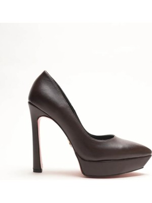 Ayakkabı Ateşi Kadın Özel Tasarım Platform Ayakkabı Siena Kahverengi Cilt