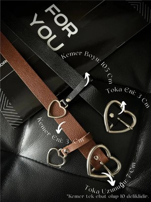 Fiori Kalp Tokalı Basic Kadın Pantolon Kemeri, Ceket Kemeri, Elbise Kemeri, Gömlek Kemeri