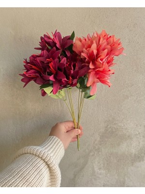 Yasima Yapay 1 Bordo 1 Mercan Çan Çiçeği Dekorasyon Tasarım Vazo Süsü