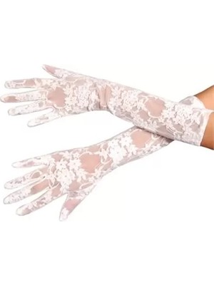 Store Mania Ieg™ Beyaz Renk Orta Boy Dantelli Eldiven