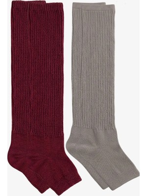 Cotenconcept 2 Çift Parmaksız Tabanlı Ince Fitilli Diz Üstü Pamuk Karışımlı Tozluk