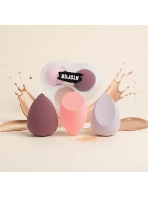 Venüs Shopping 3'lü Makyaj Süngeri Seti Kalpli Kutu