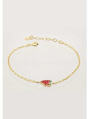 İryum Çilek Figürlü Çocuk Zincir Bileklik