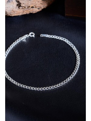 INNUENDO JEWELRY 925 Ayar Gümüş Ince Gurmet Zincir Erkek Bileklik