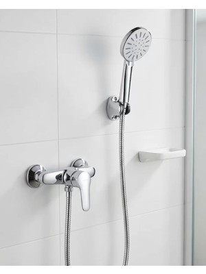 Buyx 4 Fonksiyonlu Krem El Duşu Seti Spiral Hortum ve Duş Askısı - BU002T-7HG8C2