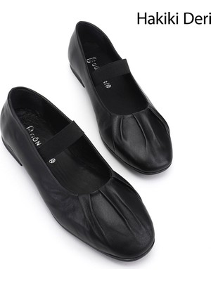 Gönderi(r) Kadın Siyah  Mary Jane Hakiki Deri Babet