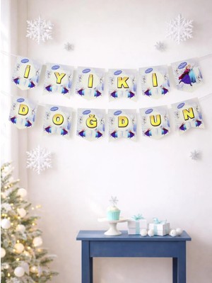 Parti Adresi Karlar Ülkesi (Frozen) Temalı Iyi Ki Doğdun Banner – Kız Çocuk Doğum Günü Dekoru