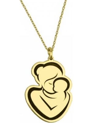 kuyumcudan Anne Bebek Altın Kaplama Gümüş Kolye