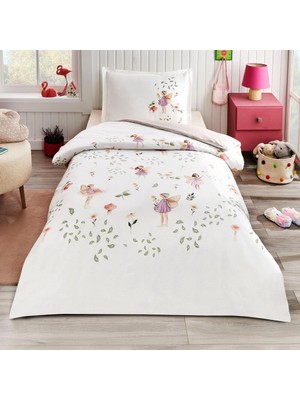 Özdilek Tek Kişilik Fitted Çarşaf Ranforce Nevresim Takımı Blossom Fairy Pembe