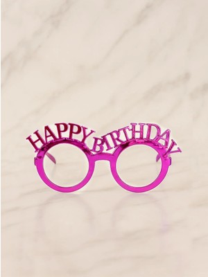 Parti Adresi Happy Birthday Gözlük Doğum Günü Parti Aksesuarı Fuşya