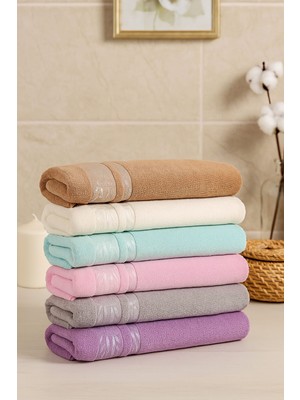 Mela Home Bambu Desenli 50*90 cm 6'lı El ve Yüz Havlu Seti - Çeyizlik - Hediyelik - Mutfak Havlusu %100 Pamuk