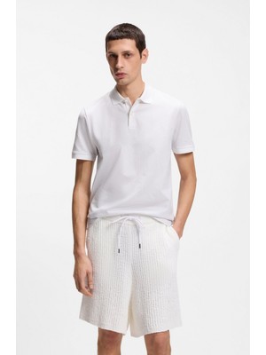 Boss Erkek %100 Pamuklu Logolu Kısa Kollu Beyaz Polo Yaka T-Shirt 50558855-100