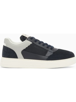 Emporio Armani Erkek Süet ve File Detaylar Bağcıklı Kauçuk Taban Lacivert Sneaker EM004836 AF24321-MB617