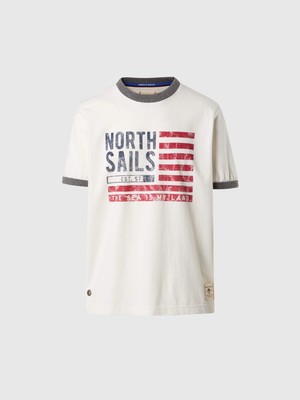 North Sails Regular Fit Vintage Grafik Baskılı Bisiklet Yaka Yalıtımlı Pamuk Tişört