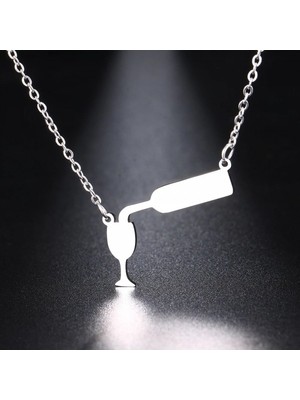 kuyumcudan Şarap Şişesi Gümüş Kolye - V178