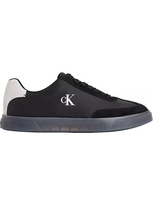 Calvin Klein Erkek Düşük Bilekli Ck Logo Detaylı Topuk Kısmında Süet Detaylı Siyah Sneaker HM0HM02126-0GM