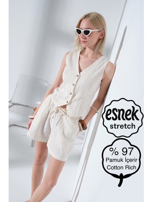 Maule Pamuk, Elastan Dokulu Dokuma Kumaş Kadın Şort @roma